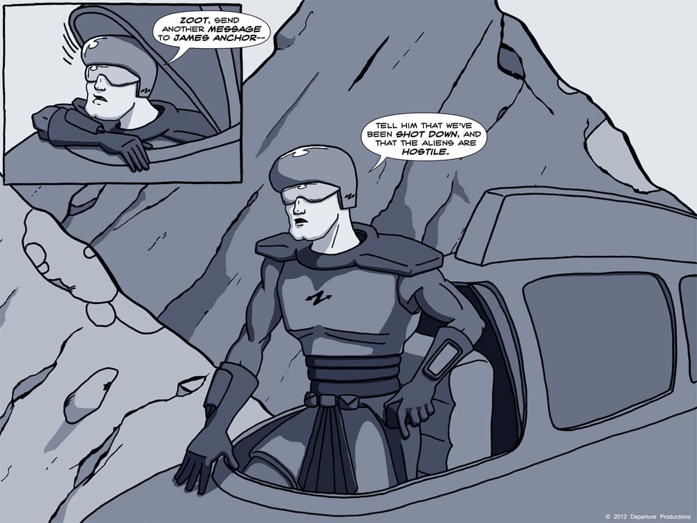 Good thing he doesn't have to put a note in a bottle, because this is a desert planet!